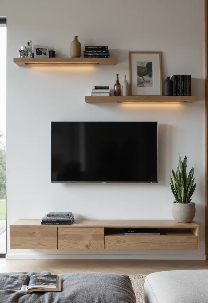 50 Living Room Ideas with TV as the Focal Point That Look Stylish - 28. Wall-Mounted Solutions: Save Floor Space