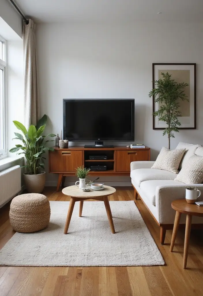 50 Living Room Ideas with TV as the Focal Point That Look Stylish - 33. Clean Lines: Mid-Century Modern Style