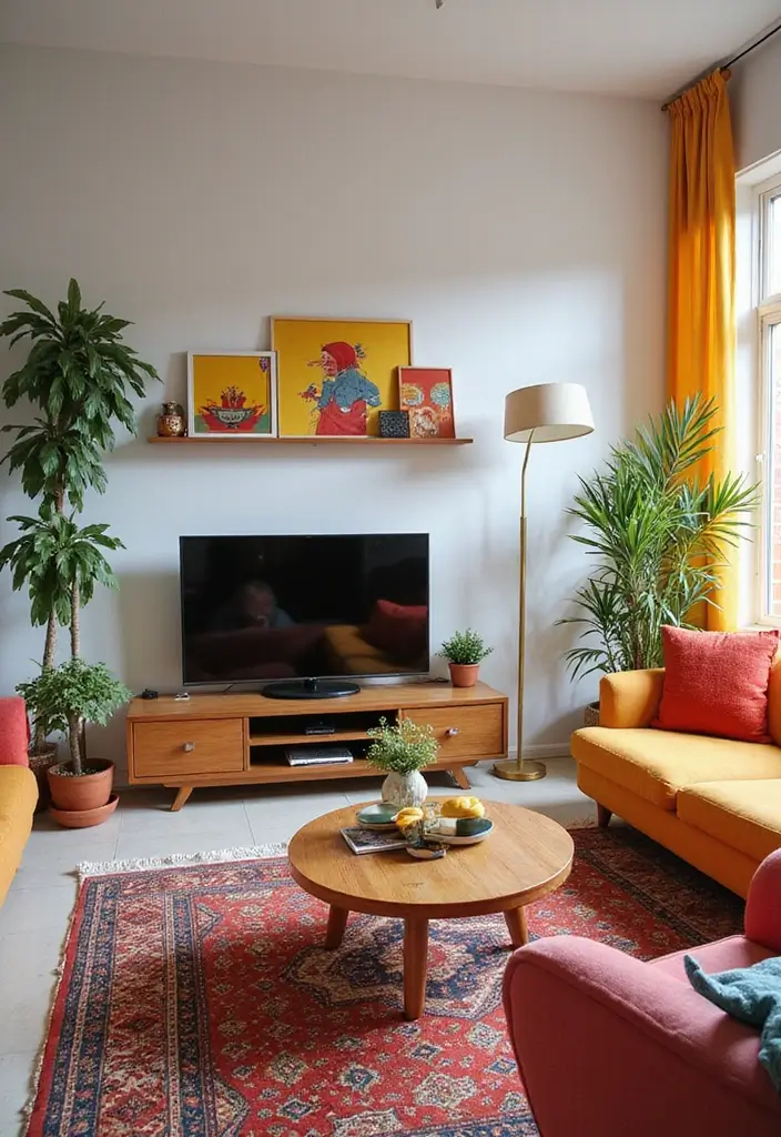 50 Living Room Ideas with TV as the Focal Point That Look Stylish - 34. Refreshing Colors: Bright and Cheerful Decor