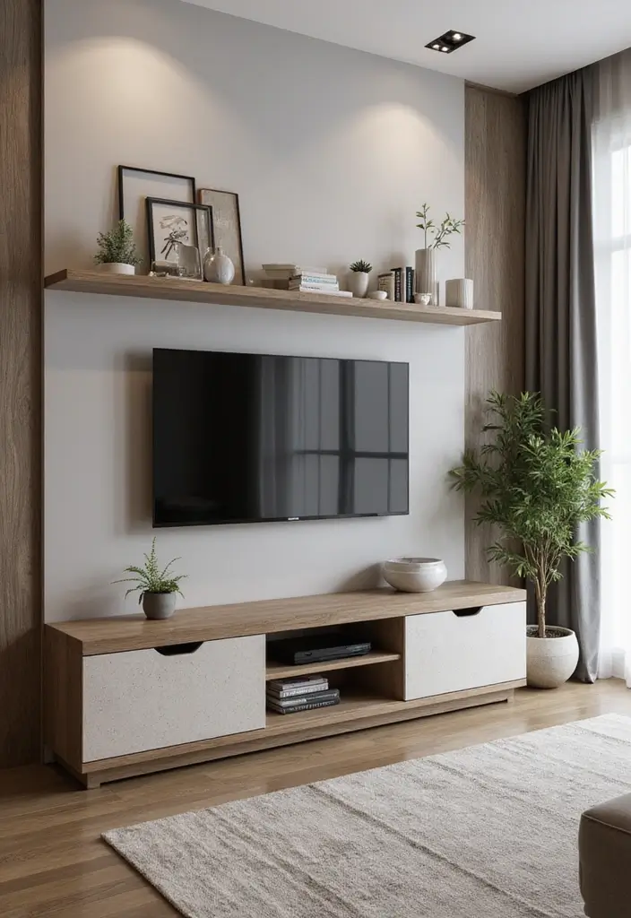 50 Living Room Ideas with TV as the Focal Point That Look Stylish - 35. Hidden Gem: Behind-the-Scene Storage Solutions