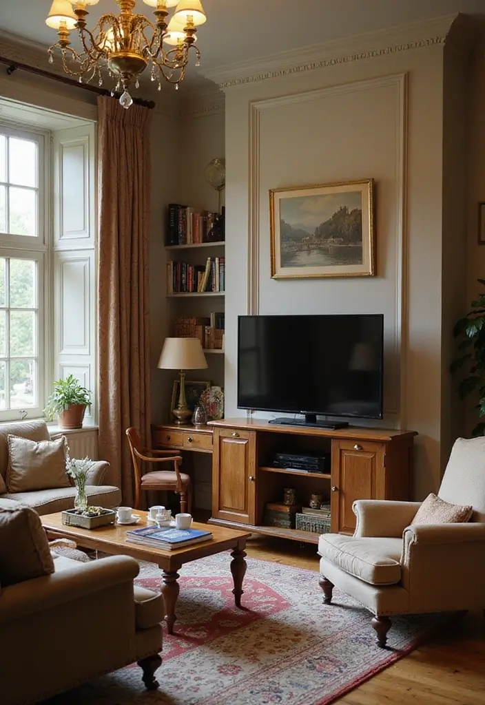 50 Living Room Ideas with TV as the Focal Point That Look Stylish - 39. Classic Touch: Traditional Styles Around the TV