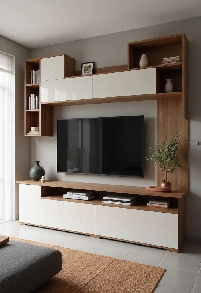 50 Living Room Ideas with TV as the Focal Point That Look Stylish - 48. Functional Wall Units: Stylish Storage Solutions