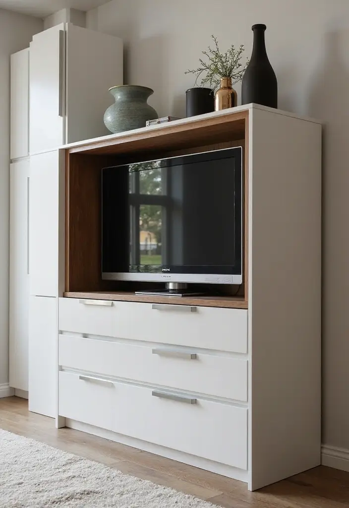 50 Living Room Ideas with TV as the Focal Point That Look Stylish - 6. Smart Storage: Concealed TV Solutions