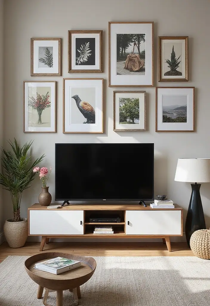 50 Living Room Ideas with TV as the Focal Point That Look Stylish - 7. Artistic Displays: TV with Art Surround