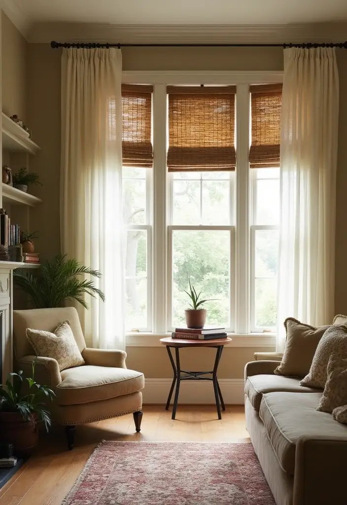 50 Modern Farmhouse Living Room Ideas That Blend Rustic and Chic - 28. Charming Window Treatments