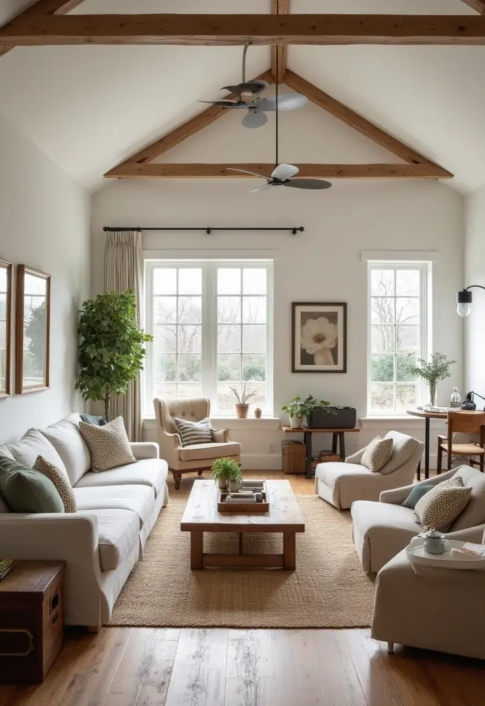 50 Modern Farmhouse Living Room Ideas That Blend Rustic and Chic - 30. Multi-Functional Spaces