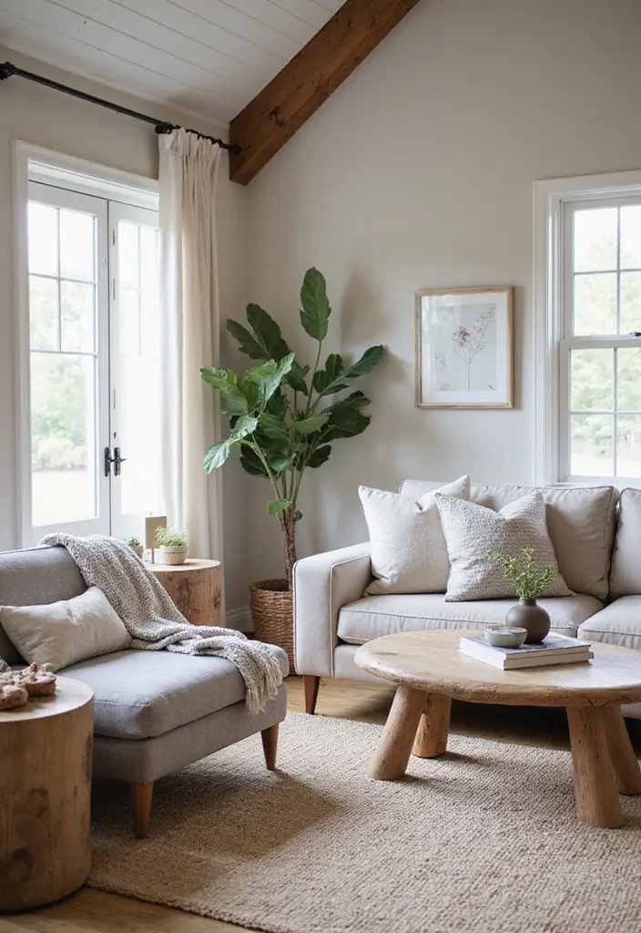 50 Modern Farmhouse Living Room Ideas That Blend Rustic and Chic - 35. Textural Variety