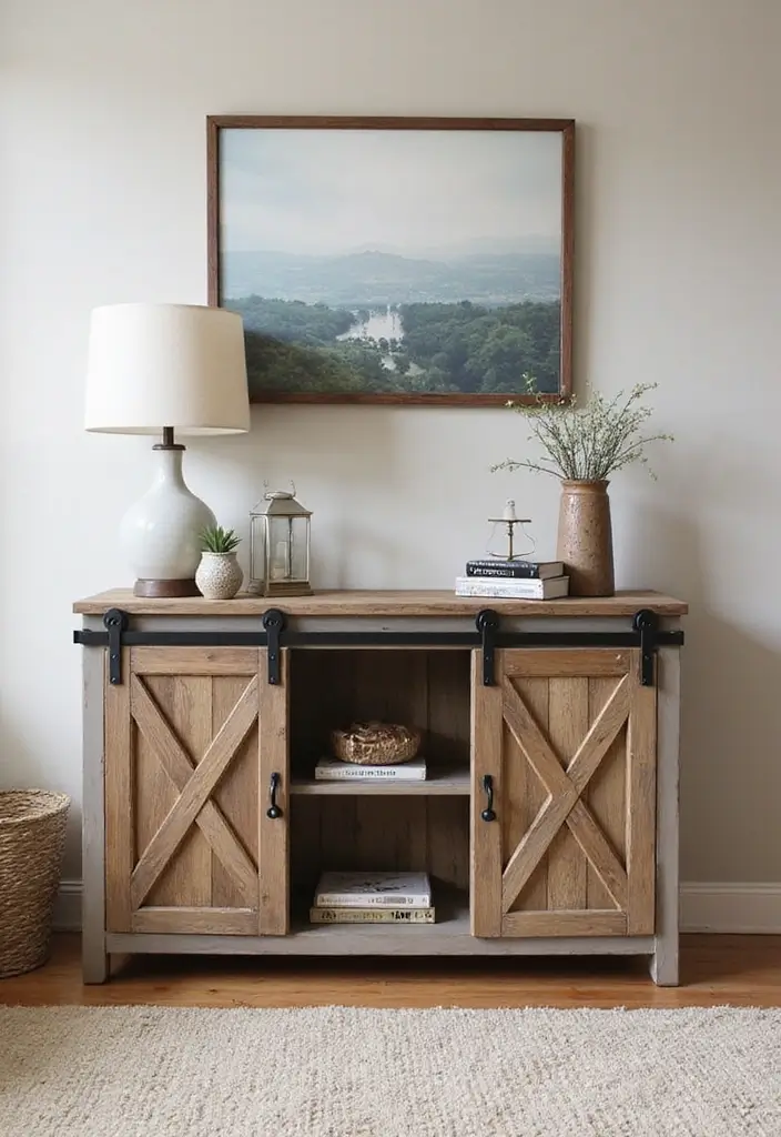 50 Modern Farmhouse Living Room Ideas That Blend Rustic and Chic - 4. Farmhouse-Style Entertainment Center