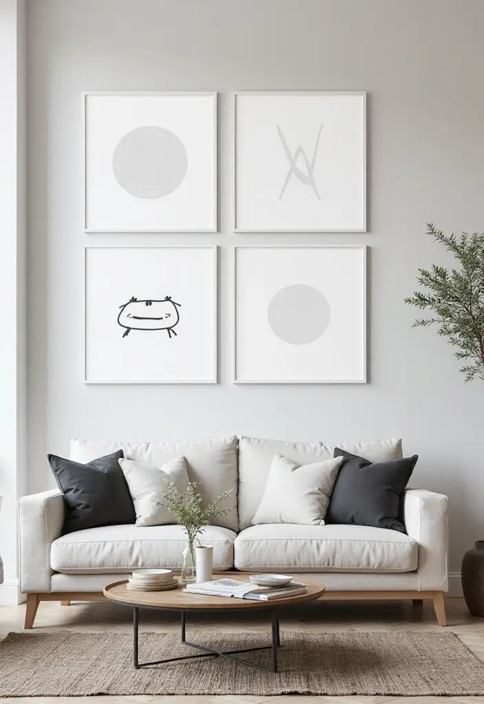 50 Modern Living Room Ideas That Redefine Everyday Style - 28. Minimalist Wall Art