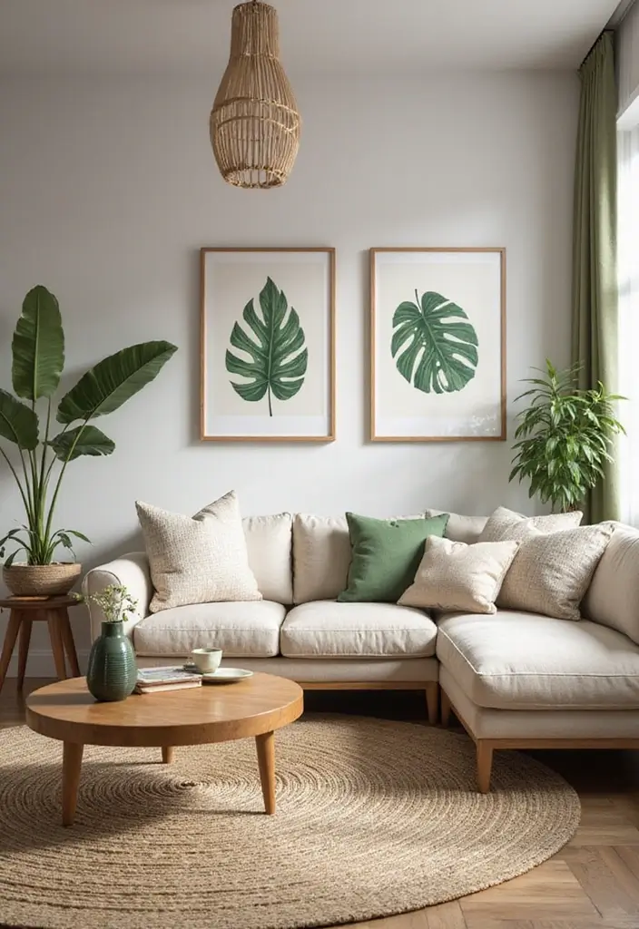 50 Modern Living Room Ideas That Redefine Everyday Style - 33. Nature-Inspired Decor