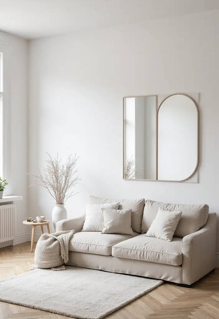 50 Modern Minimalist Living Room Ideas for a Sleek and Stylish Home 24 50 Modern Minimalist Living Room Ideas for a Sleek and Stylish Home - 22. Minimalist Mirrors