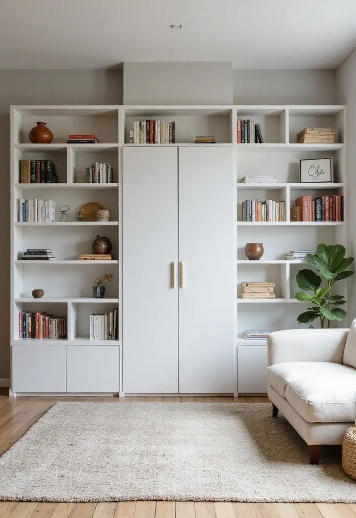 50 Modern Minimalist Living Room Ideas for a Sleek and Stylish Home 27 50 Modern Minimalist Living Room Ideas for a Sleek and Stylish Home - 25. Streamlined Bookcases