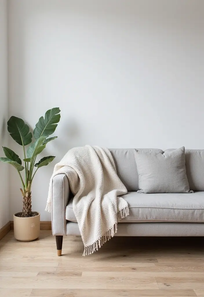 50 Modern Minimalist Living Room Ideas for a Sleek and Stylish Home 29 50 Modern Minimalist Living Room Ideas for a Sleek and Stylish Home - 27. Simple Throw Blankets