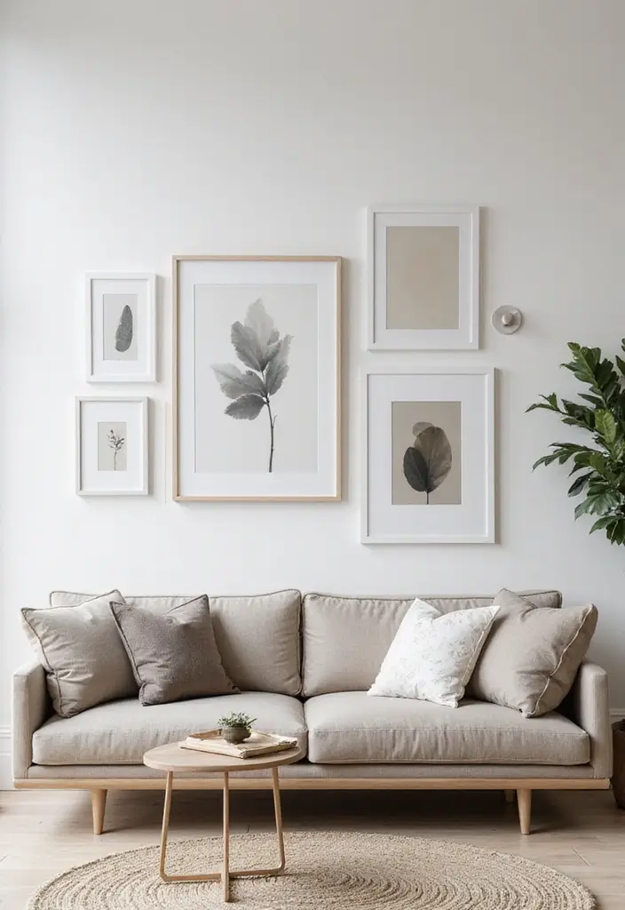 50 Modern Minimalist Living Room Ideas for a Sleek and Stylish Home 43 50 Modern Minimalist Living Room Ideas for a Sleek and Stylish Home - 39. Minimalist Gallery Walls