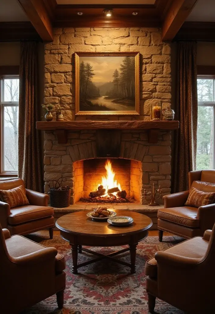 50 Modern Rustic Living Room Ideas That Balance Warmth and Simplicity - 17. Warm Fireplaces