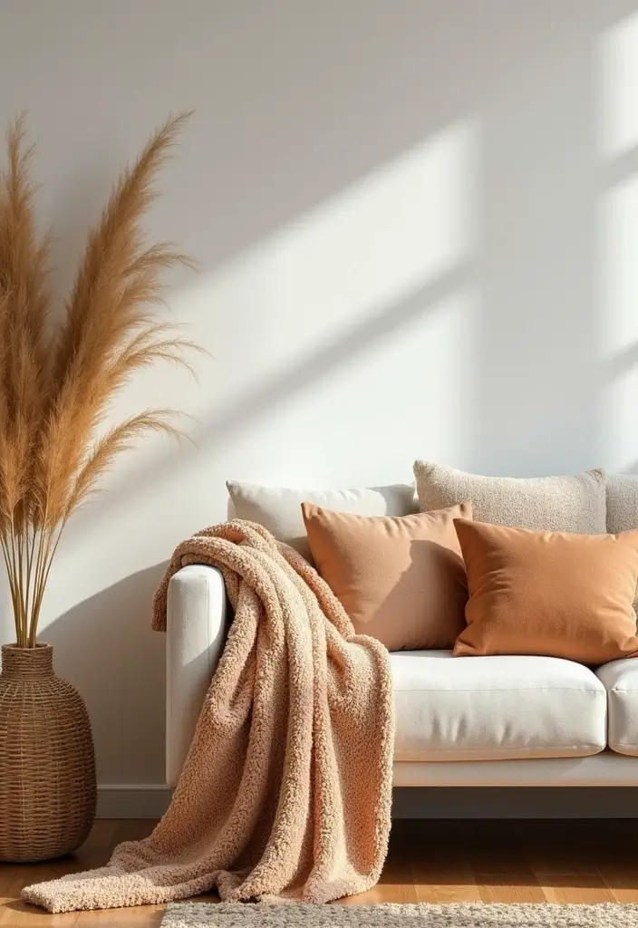 50 Modern Rustic Living Room Ideas That Balance Warmth and Simplicity - 18. Warm, Cozy Accessories