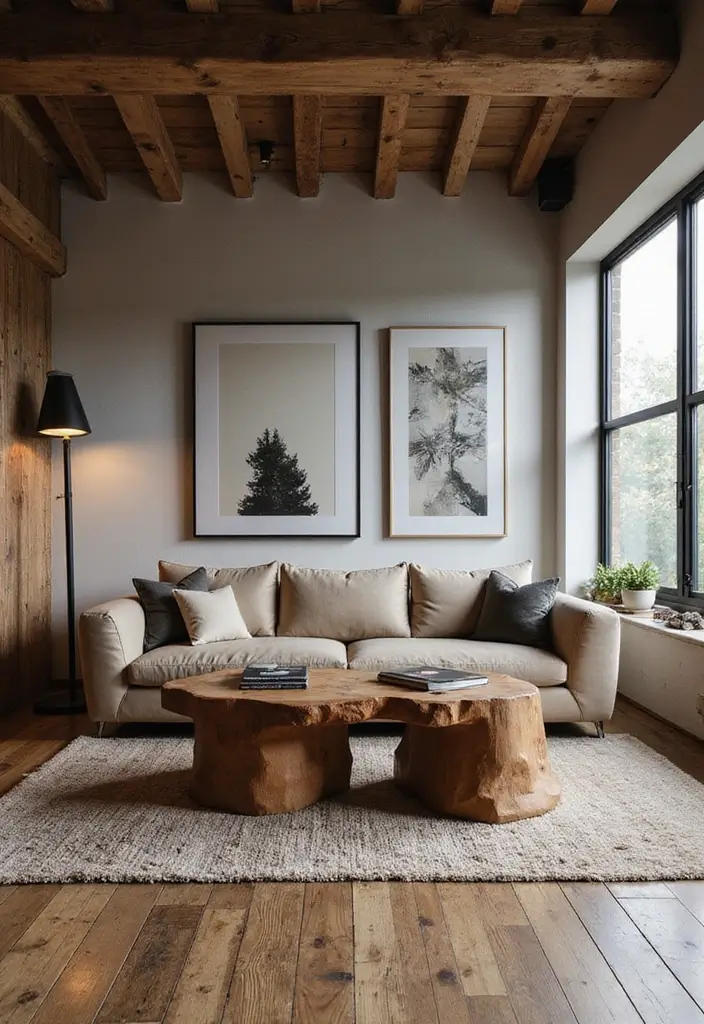 50 Modern Rustic Living Room Ideas That Balance Warmth and Simplicity - 20. Statement Furniture Pieces