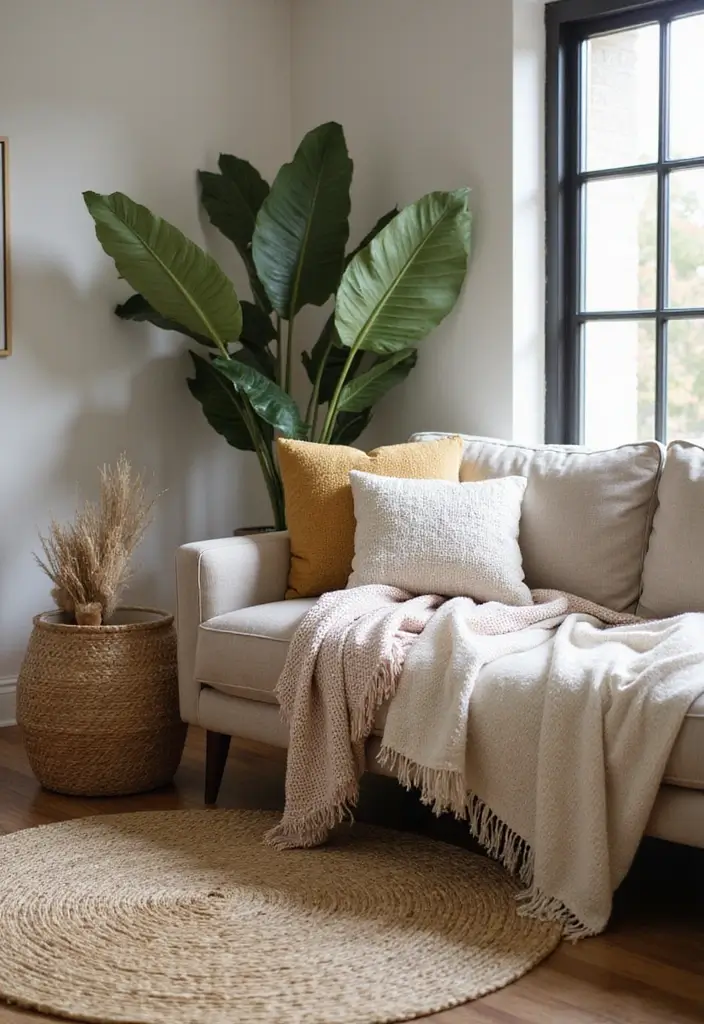 50 Modern Rustic Living Room Ideas That Balance Warmth and Simplicity - 3. Cozy Textiles
