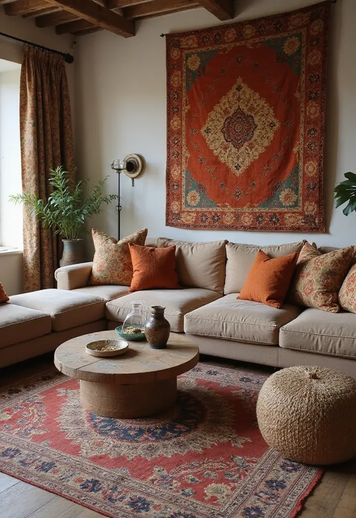 50 Modern Rustic Living Room Ideas That Balance Warmth and Simplicity - 37. Cultural Elements