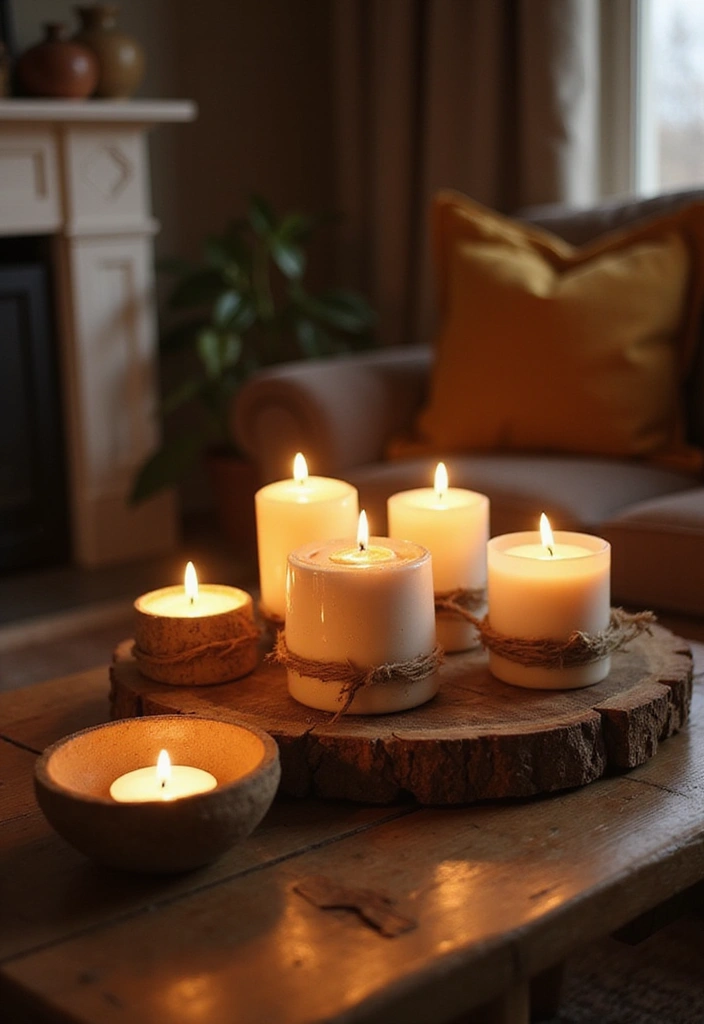 50 Modern Rustic Living Room Ideas That Balance Warmth and Simplicity - 46. Rustic Candles