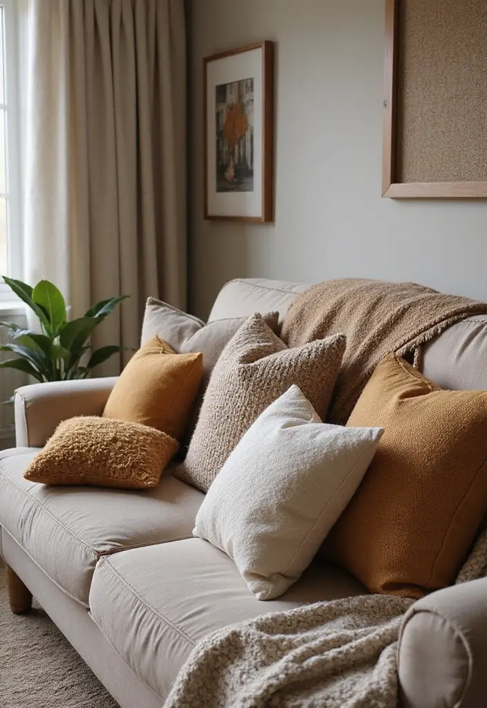 50 Modern Traditional Living Room Ideas That Balance Comfort and Elegance 21 50 Modern Traditional Living Room Ideas That Balance Comfort and Elegance - 21. Textured Pillows and Throws