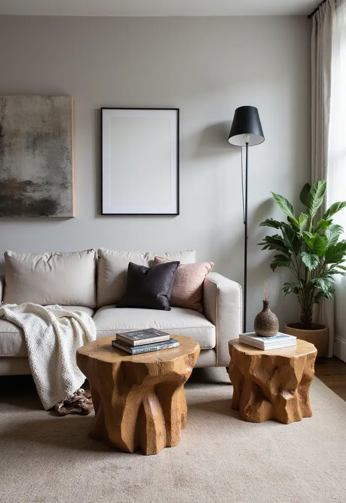 50 Modern Traditional Living Room Ideas That Balance Comfort and Elegance 35 50 Modern Traditional Living Room Ideas That Balance Comfort and Elegance - 35. Unique Side Tables
