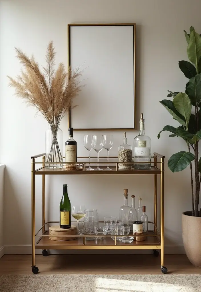 50 Modern Traditional Living Room Ideas That Balance Comfort and Elegance 39 50 Modern Traditional Living Room Ideas That Balance Comfort and Elegance - 39. Elegant Bar Carts