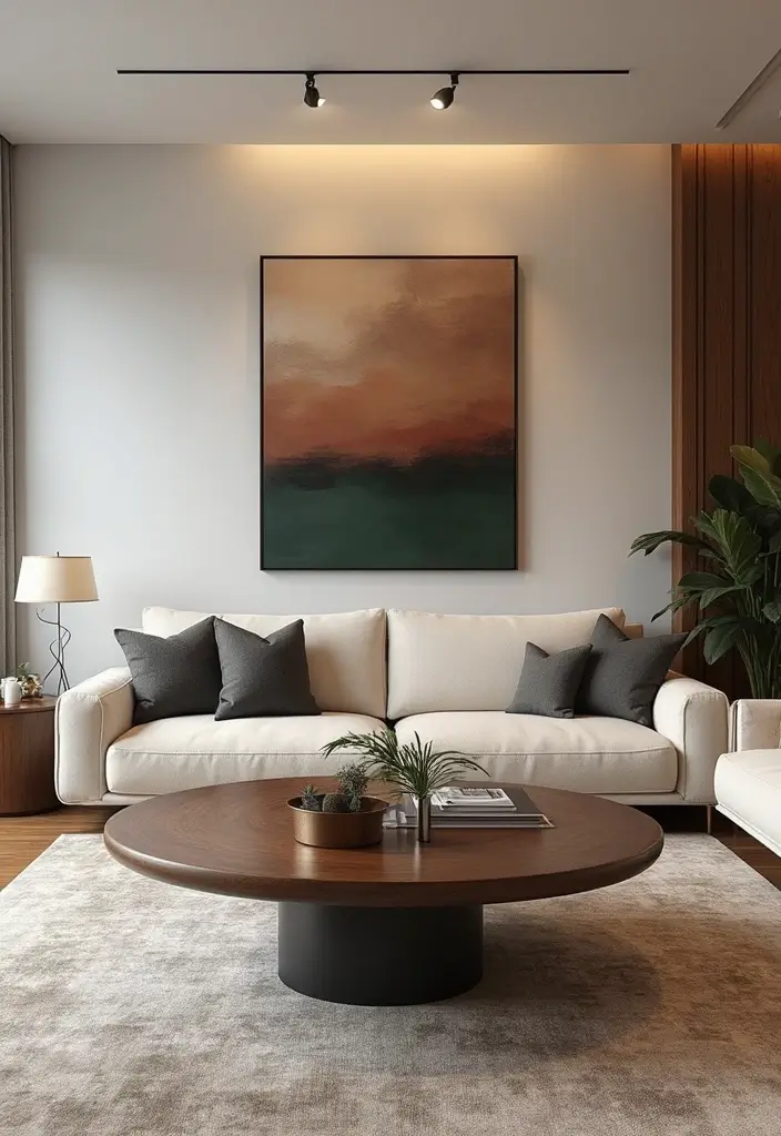 50 Modern Traditional Living Room Ideas That Balance Comfort and Elegance 44 50 Modern Traditional Living Room Ideas That Balance Comfort and Elegance - 44. Artistic Coffee Tables