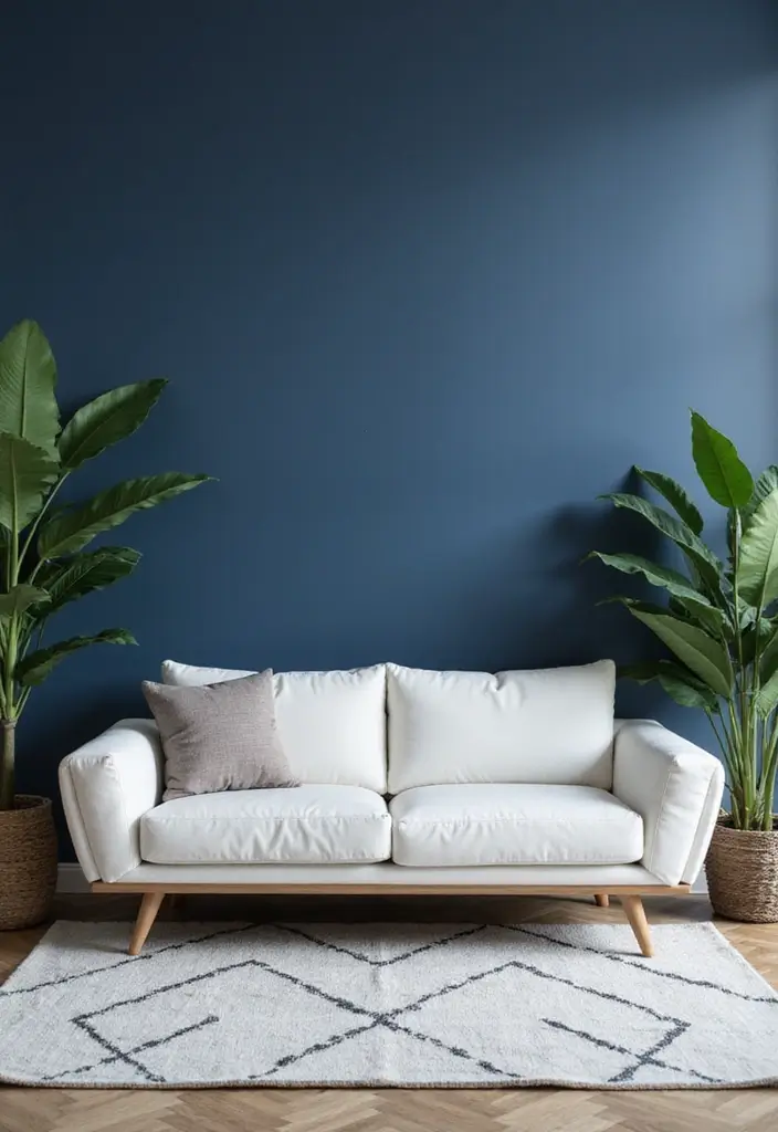 50 Navy Blue Living Room Ideas That Add Depth and Drama 1 50 Navy Blue Living Room Ideas That Add Depth and Drama - 1. Bold Navy Walls with Minimalist Decor