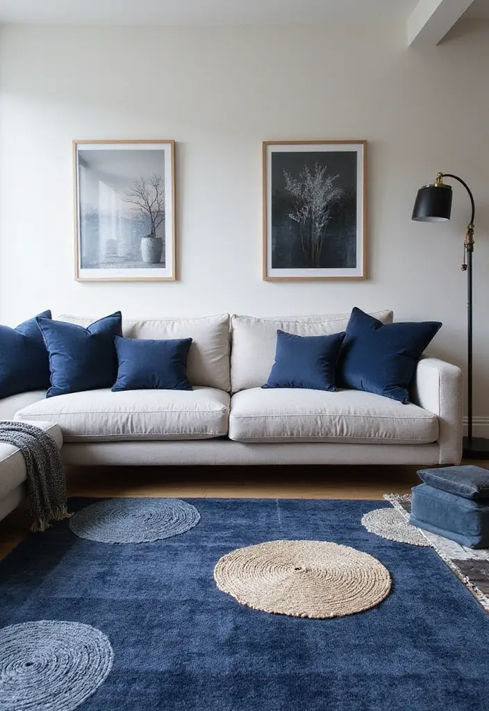 50 Navy Blue Living Room Ideas That Add Depth and Drama 10 50 Navy Blue Living Room Ideas That Add Depth and Drama - 10. Layered Textures in Navy