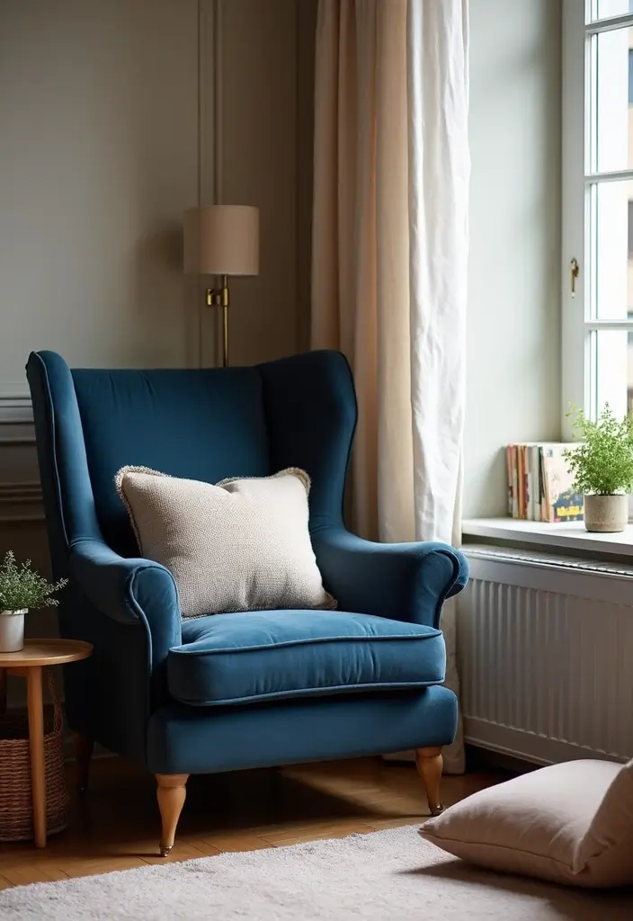 50 Navy Blue Living Room Ideas That Add Depth and Drama 13 50 Navy Blue Living Room Ideas That Add Depth and Drama - 13. Cozy Reading Nook in Navy