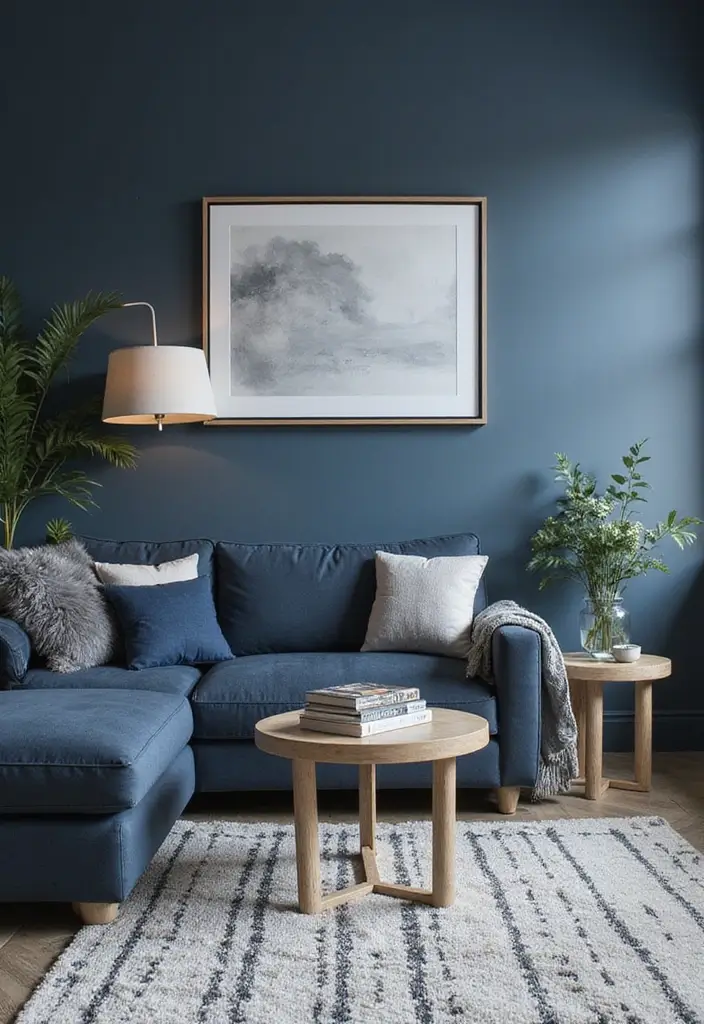 50 Navy Blue Living Room Ideas That Add Depth and Drama 17 50 Navy Blue Living Room Ideas That Add Depth and Drama - 17. Integrate Navy Blue with Grey Tones