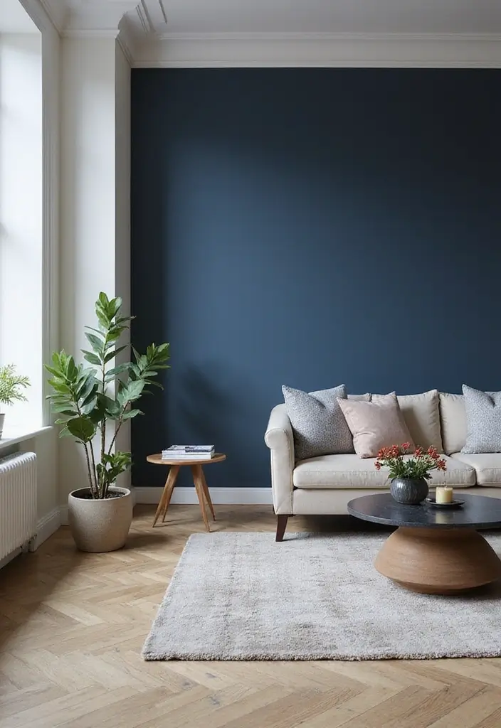 50 Navy Blue Living Room Ideas That Add Depth and Drama 25 50 Navy Blue Living Room Ideas That Add Depth and Drama - 23. Use Navy Blue for Accent Walls