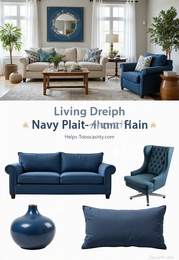 50 Navy Blue Living Room Ideas That Add Depth and Drama 30 50 Navy Blue Living Room Ideas That Add Depth and Drama - 28. Use Navy Paint Accents