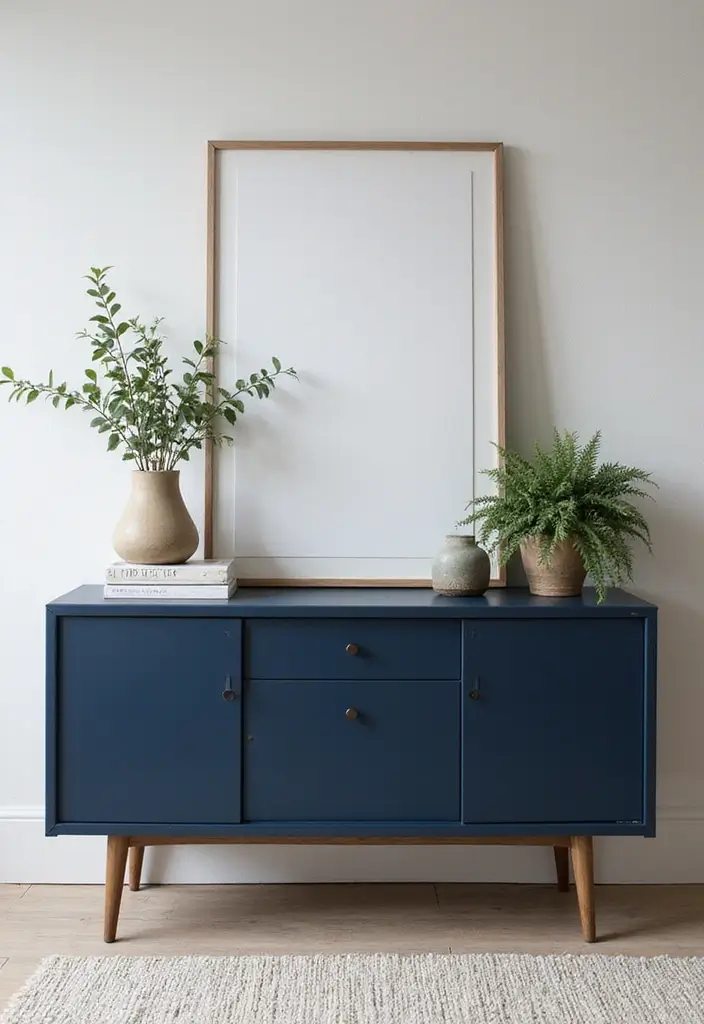 50 Navy Blue Living Room Ideas That Add Depth and Drama 35 50 Navy Blue Living Room Ideas That Add Depth and Drama - 33. Navy Blue for Console Tables