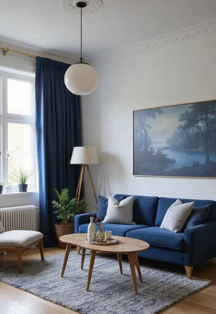 50 Navy Blue Living Room Ideas That Add Depth and Drama 45 50 Navy Blue Living Room Ideas That Add Depth and Drama - 41. Navy Blue for Small Living Rooms