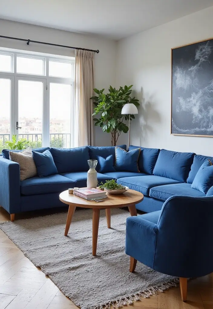 50 Navy Blue Living Room Ideas That Add Depth and Drama 52 50 Navy Blue Living Room Ideas That Add Depth and Drama - 48. Navy Blue with Matching Accessories