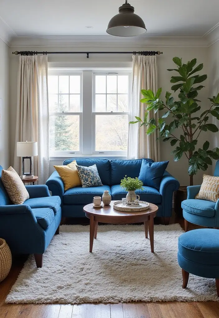 50 Navy Blue Living Room Ideas That Add Depth and Drama 54 50 Navy Blue Living Room Ideas That Add Depth and Drama - 50. Navy Blue Vintage Pieces