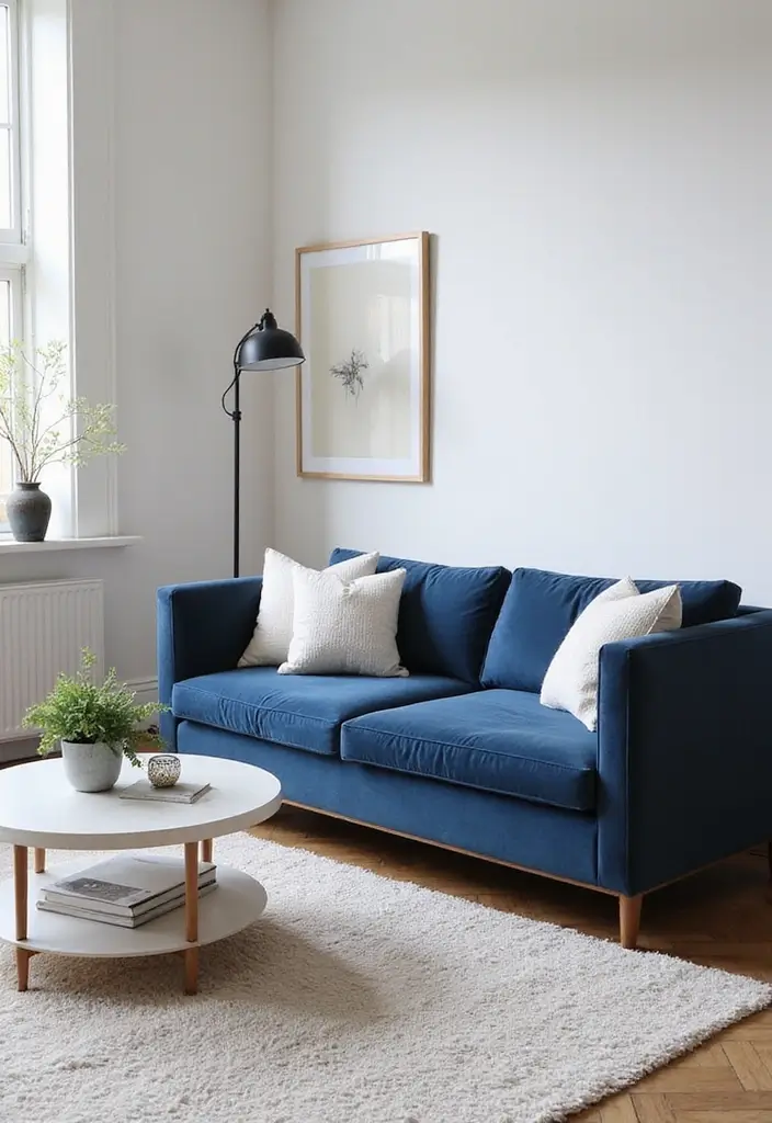 50 Navy Blue Living Room Ideas That Add Depth and Drama 6 50 Navy Blue Living Room Ideas That Add Depth and Drama - 6. Navy Blue and White: Timeless Classic