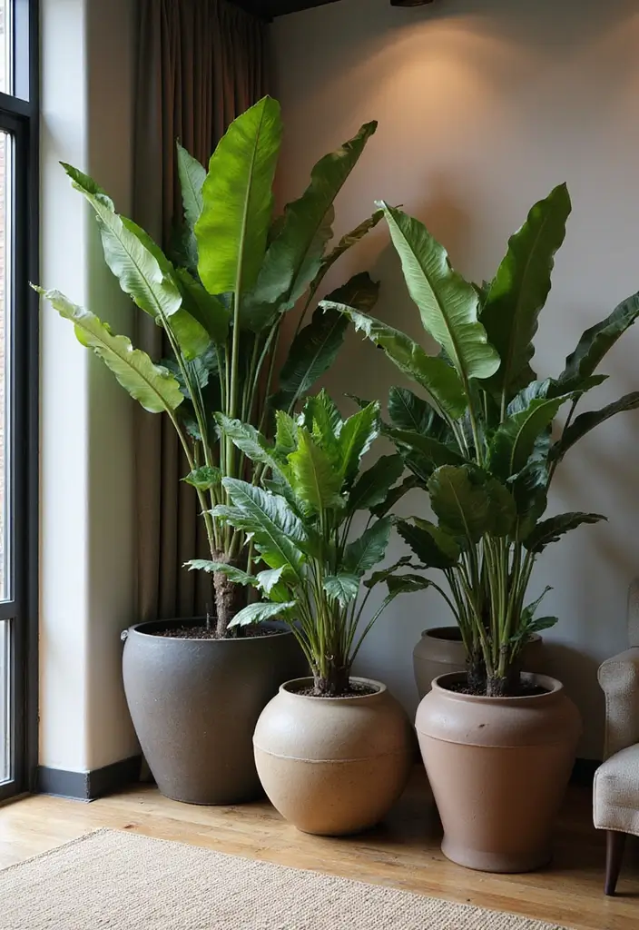 50 Plant Decor Ideas for Living Rooms That Bring Life Indoors 25 50 Plant Decor Ideas for Living Rooms That Bring Life Indoors - 23. Dramatic Plant Displays