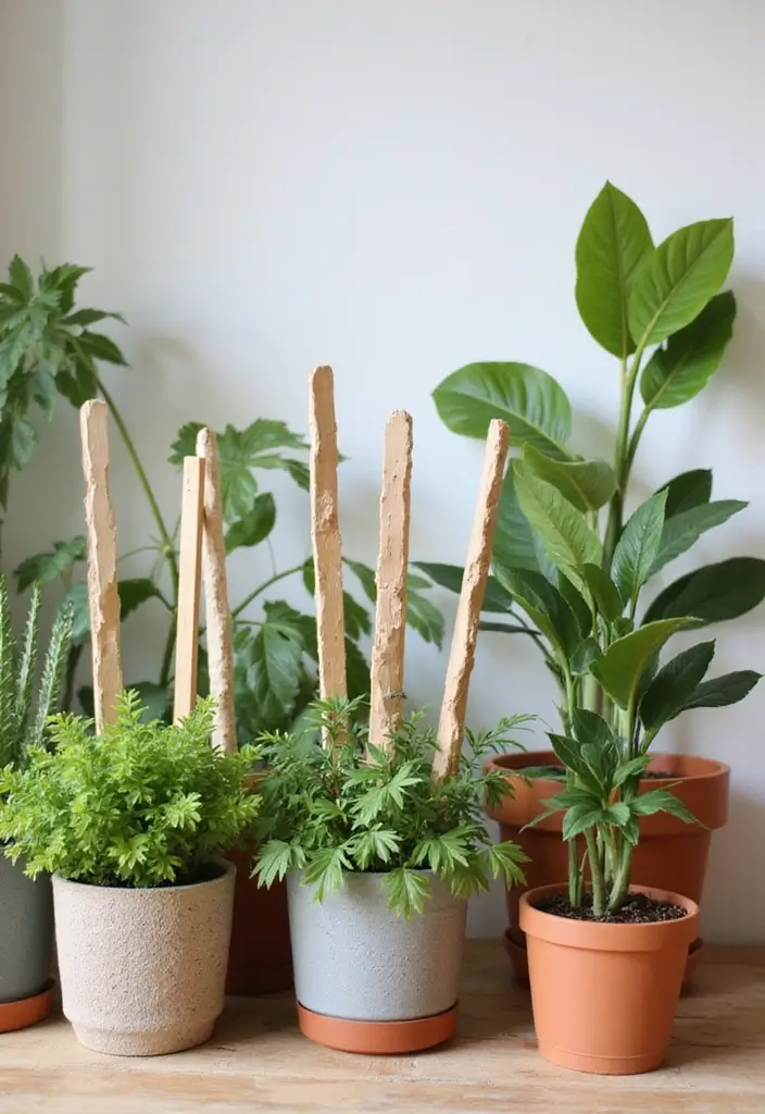 50 Plant Decor Ideas for Living Rooms That Bring Life Indoors 31 50 Plant Decor Ideas for Living Rooms That Bring Life Indoors - 29. Decorative Plant Sticks
