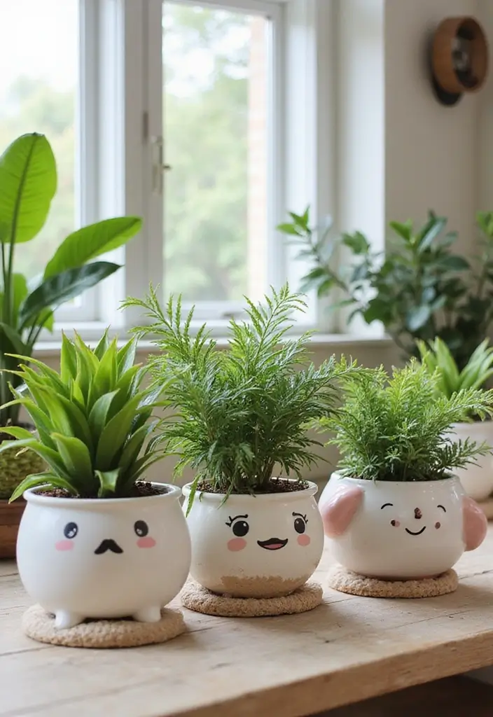 50 Plant Decor Ideas for Living Rooms That Bring Life Indoors 47 50 Plant Decor Ideas for Living Rooms That Bring Life Indoors - 43. Incorporating Cute Planters