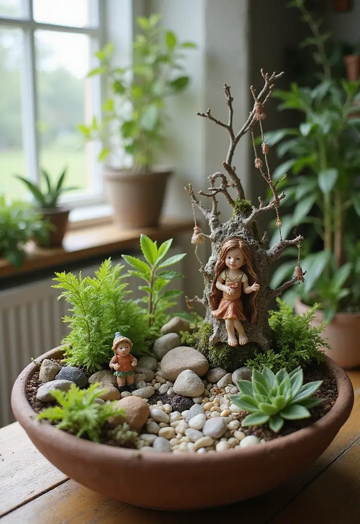 50 Plant Decor Ideas for Living Rooms That Bring Life Indoors 51 50 Plant Decor Ideas for Living Rooms That Bring Life Indoors - 47. Whimsical Fairy Gardens