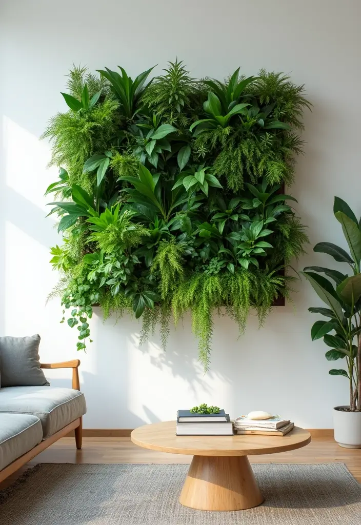 50 Plant Decor Ideas for Living Rooms That Bring Life Indoors 6 50 Plant Decor Ideas for Living Rooms That Bring Life Indoors - 6. Greenery Wall Art