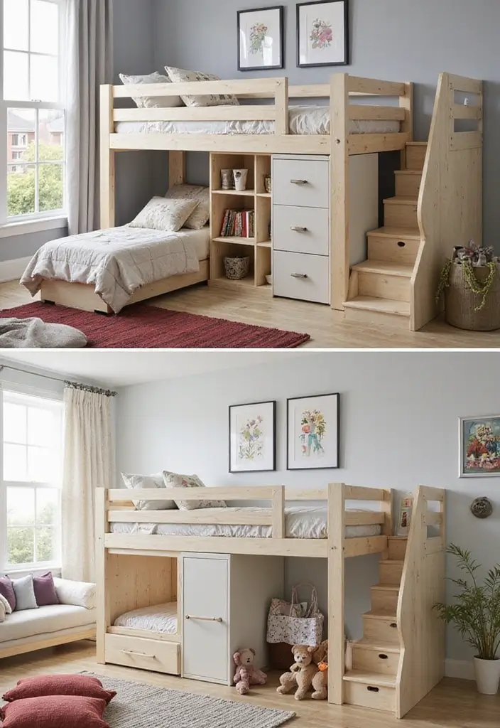 50 Shared Bedroom Ideas for Boys and Girls That Actually Work 10 50 Shared Bedroom Ideas for Boys and Girls That Actually Work - 10. Multi-Functional Loft Beds
