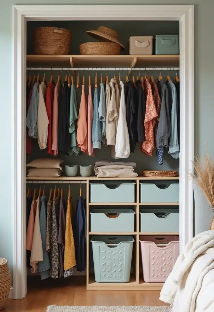 50 Shared Bedroom Ideas for Boys and Girls That Actually Work 11 50 Shared Bedroom Ideas for Boys and Girls That Actually Work - 11. Customizable Closet Solutions