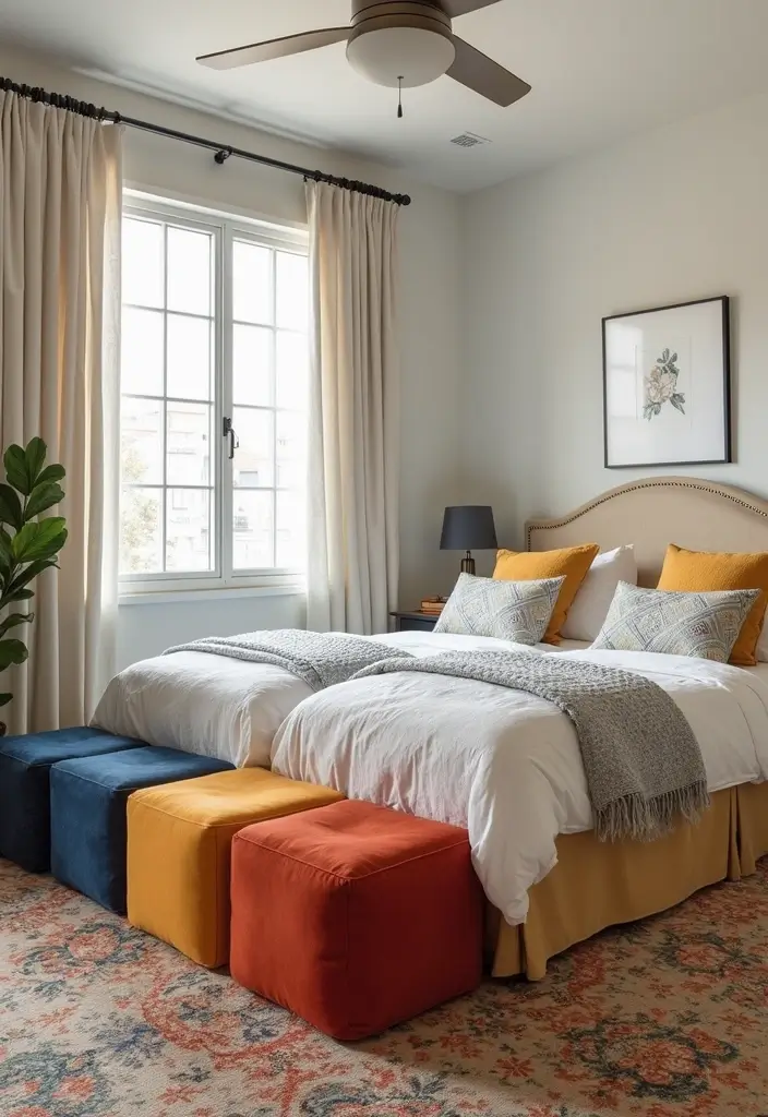 50 Shared Bedroom Ideas for Boys and Girls That Actually Work 17 50 Shared Bedroom Ideas for Boys and Girls That Actually Work - 17. Multi-purpose Ottomans