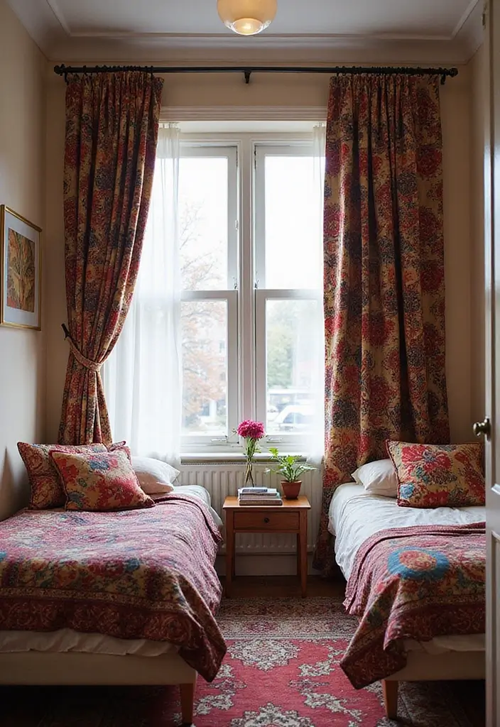 50 Shared Bedroom Ideas for Boys and Girls That Actually Work 30 50 Shared Bedroom Ideas for Boys and Girls That Actually Work - 28. Colorful Tapestry Curtains