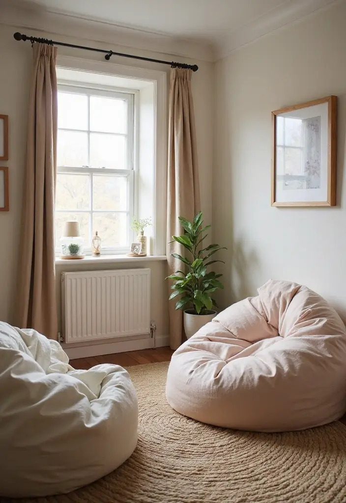50 Shared Bedroom Ideas for Boys and Girls That Actually Work 31 50 Shared Bedroom Ideas for Boys and Girls That Actually Work - 29. Cozy Corner Bean Bags