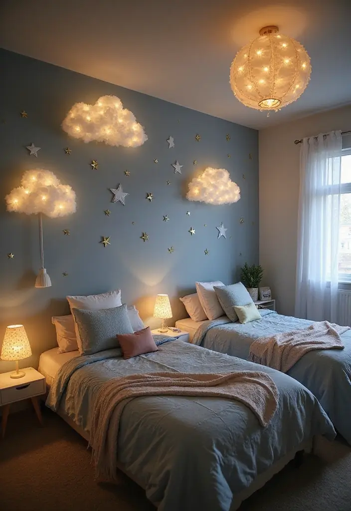 50 Shared Bedroom Ideas for Boys and Girls That Actually Work 32 50 Shared Bedroom Ideas for Boys and Girls That Actually Work - 30. Whimsical Lighting Fixtures